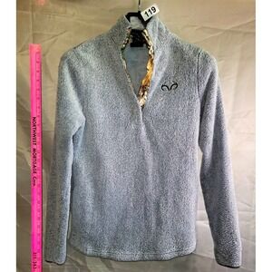 Realtree Women's Gray Fleece Quarter Zip Pullover Camo, Pockets, Size S